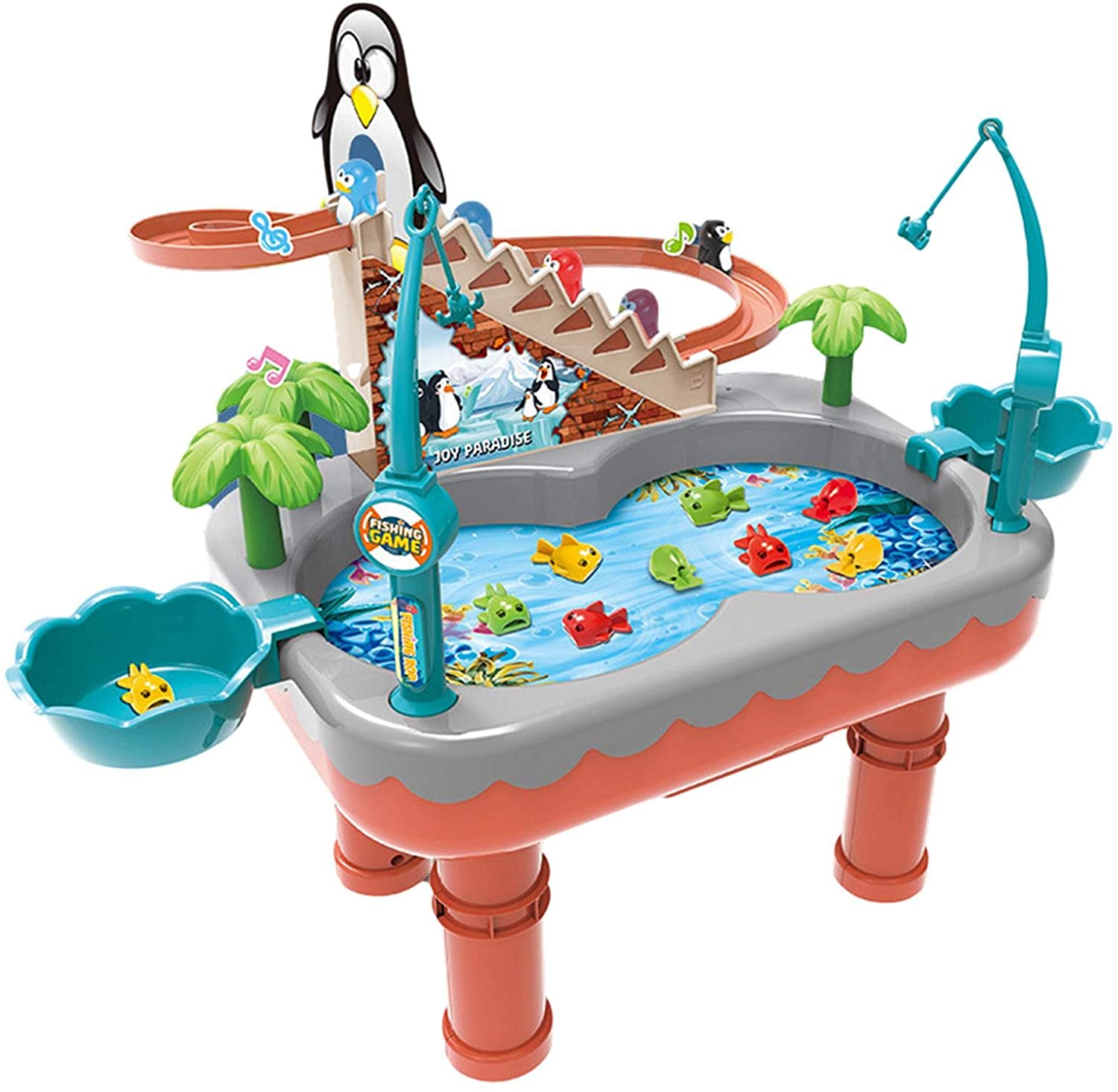 Rakuten - 磁気釣りゲームおもちゃ、電子釣りのおもちゃセットペンギンクライミング階段 - 魚群釣り玩具のための電気釣りのおもちゃ