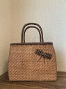 山葡萄かごバッグ 手作りかごバッグ 細ひご網代編 内布付き ポケットあり 和服バッグ ゆかたバッグ レディースバッグ(約)幅28×本体高さ22×マチ10cm(4)