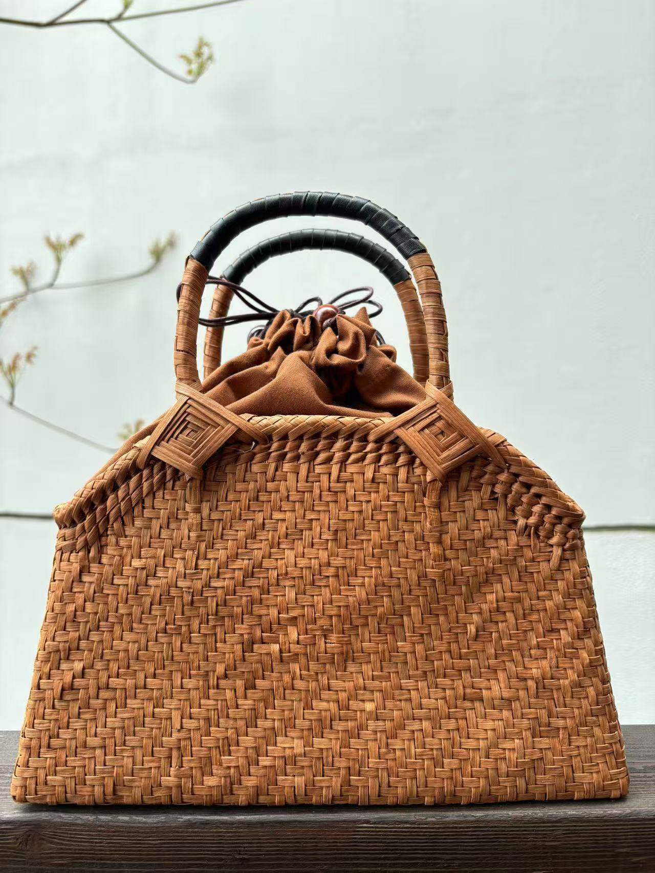 【楽天Fashion THE SALE】山葡萄 山葡萄かごバッグ 手作り 籠バッグ 細ひご網代編み 