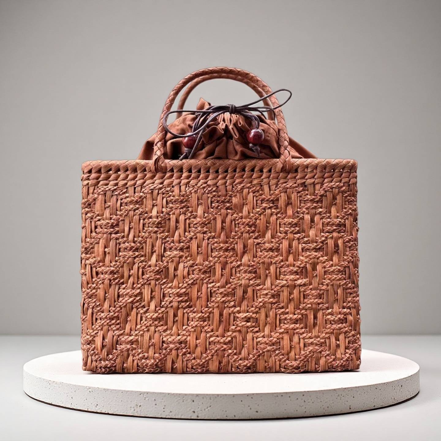 山葡萄 山葡萄かごバッグ 手作り 籠バッグ 三つ編み 内布あり 和服バッグ ゆかたバッグ レディースバッグ(約)幅33×本体高さ24×マチ10cm