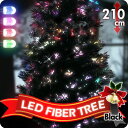 クリスマスツリー LED ファイバーツリー 光ファイバー 電飾 イルミネーション クリスタルファイバーツリー 210cm ブラック 簡単設置で省スペース あなたスタイルにオーナメントをデコレーションして素敵なクリスマスの演出♪【RCP】02P23Aug15