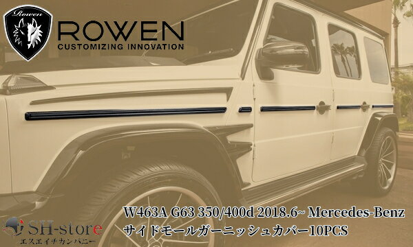 W463A G63/350/400d Gクラス(2018.6-)サイドモールガーニッシュカバー10PCS ドライカーボン製【ROWEN/ロエン】