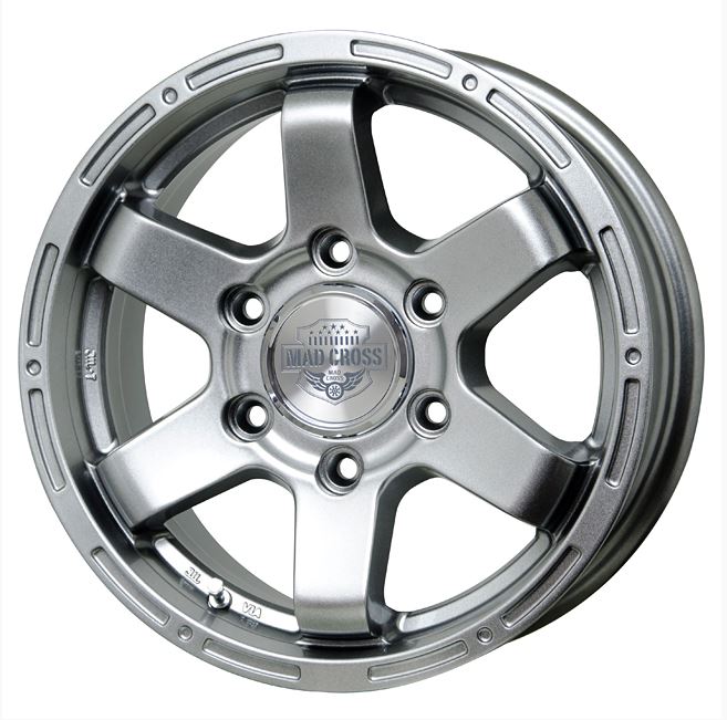 マッドクロス MC76 ダークシルバー 15インチ【厳選輸入195/80R15ホイールタイヤ4本セット】 200系ハイエース・キャラバンに最適〈タイヤ選択自由〉