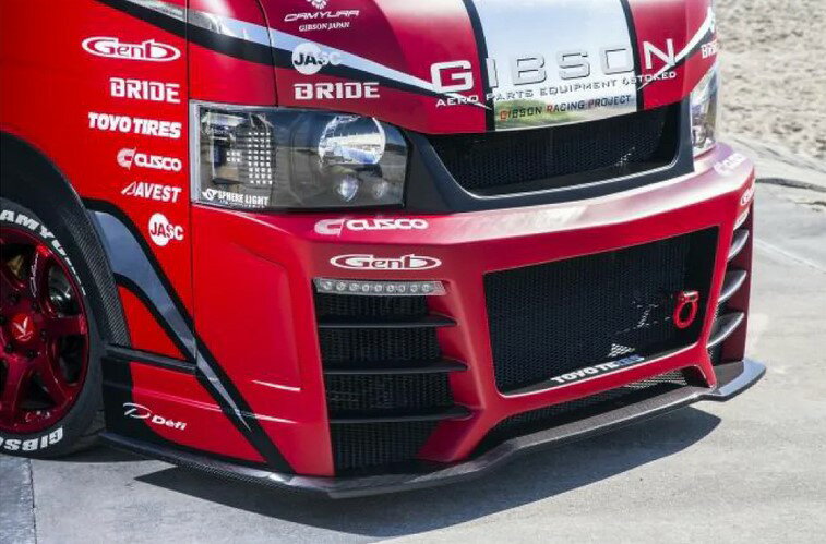 (フロントバンパースポイラー+GTアンダーリップカーボン製)200系ハイエース標準ボディ/ワイドボディ【ギブソングラファムグレン・GIBSON】