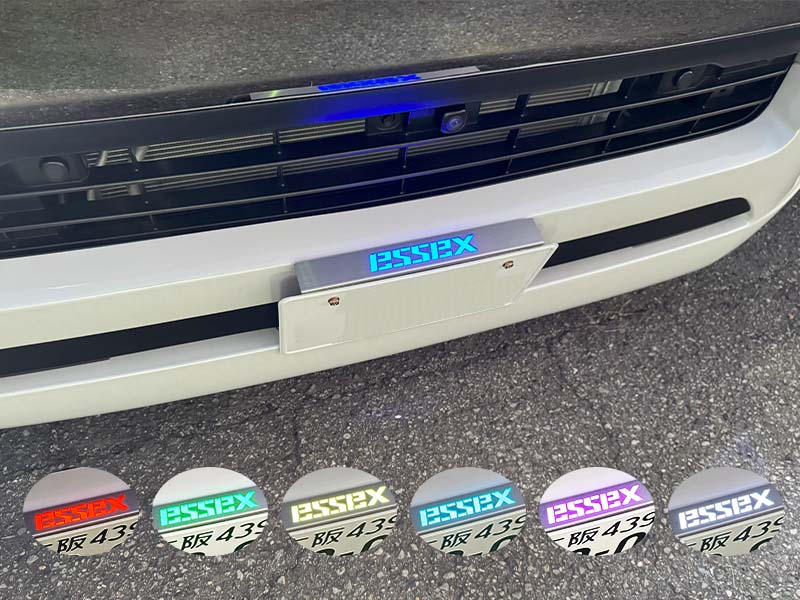 ESSEXナンバーステー用ミラクルイルミLEDプレート(最大20色発光)200系ハイエース・NV350キャラバンに最適【エセックス/CRS】