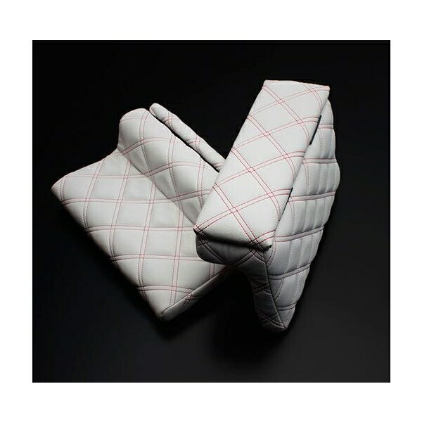 アームレストVer2（蓋付きアームレスト）ホワイト＆レッドステッチキルト　200系ハイエース