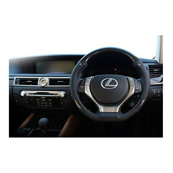 REAL（レアル）　本カーボン本牛革ブラックカーボンステアリング（シフトマークタイプ付き）　レクサスGSハイブリッド　10系前期