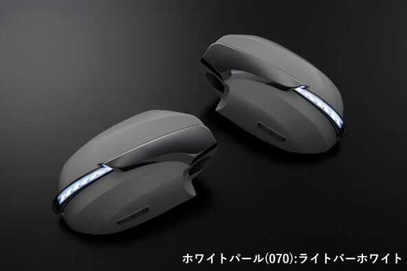 200系ハイエースレヴィーア流星バージョンLEDウインカードアミラーカバー交換式未塗装ウェルカムライト付