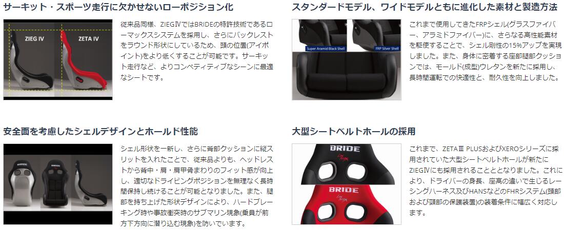 BRIDE【ブリッド】 ZIEG4 WIDE(ジーグ4ワイド) 86(ハチロクZN6)専用 オプション・...
