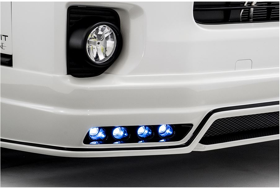Front Spoiler - エスプリ（ESPRIT） PREMIREスポットLED8個+アタッチメント 200系ハイエース標準ボディ【4型】