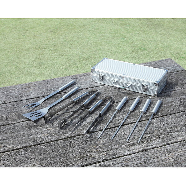 BBQの達人セット AY-2031 ジュラルミンケース入り バーベキューセット ターナー ピック トング炭用 トング食材用 串 アウトドア キャンプ用品 キャンプ道具 焼肉 料理器具 キッチンツールセット 料理セット BBQ コンパクト収納 持ち運び shaddy-10377242 ギフトのお店 シャディ 楽天市場店 サンプル画像2