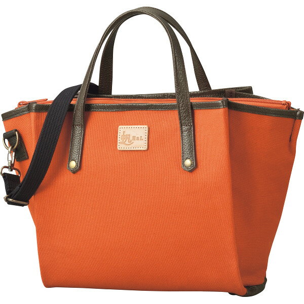 HaL 倉敷産帆布×姫路レザー プリーツショルダーバッグ テラコッタ HAL88150-OR 本革 牛革 綿 日本製 国産 バッグ ショルダーバッグ カジュアル ナチュラル お出かけ 通勤
