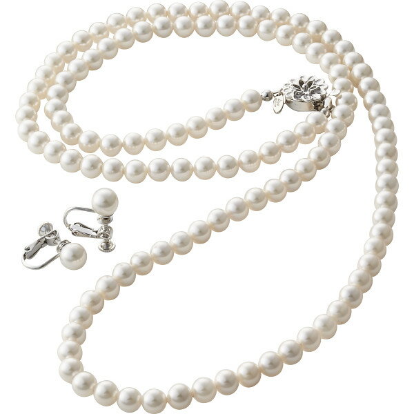 ドゥーナイスクラップ 泉州産貝パール2点セット(ロングタイプ) ホワイト 465-0547-19