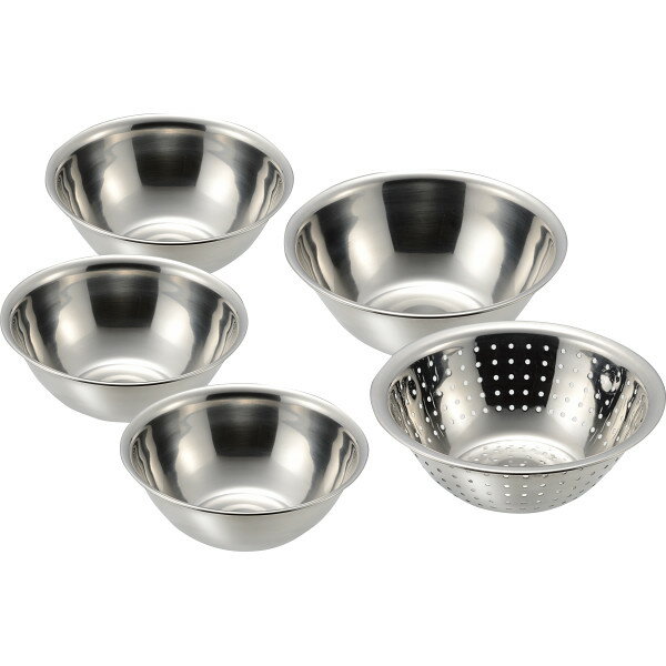 プロンジュ ステンレスボウル&パンチングざる5点セットA MG-0469