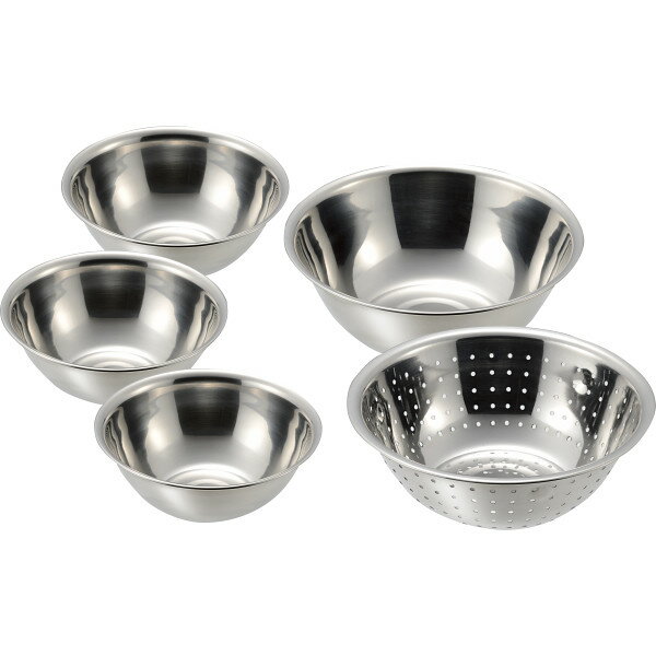 プロンジュ ステンレスボウル&パンチングざる5点セットB MG-0470