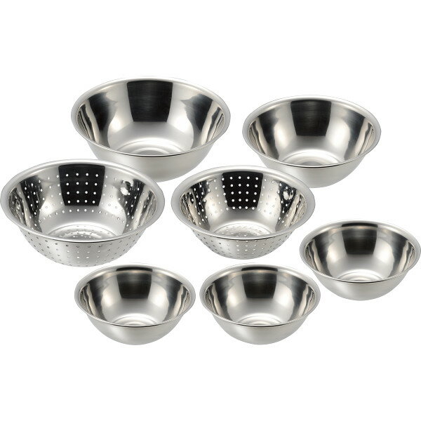 プロンジュ ステンレスボウル&パンチングざる7点セット MG-0472