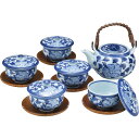 波佐見焼 花唐草絵 番茶器揃(茶托付) 037-296M