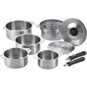 燕三 ハンドル着脱式鍋4点セット(蒸し台・中かご付) EM-033 鍋 調理器具 キッチン 用品 雑貨 内祝い お返し お礼 祝い ギフト プレゼント 新生活