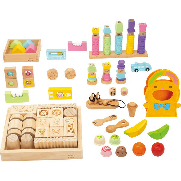 ウッディプッディ 木のおままごととつみきセット GF22-0011 おもちゃ 出産祝い ギフト プレゼント 誕生日
