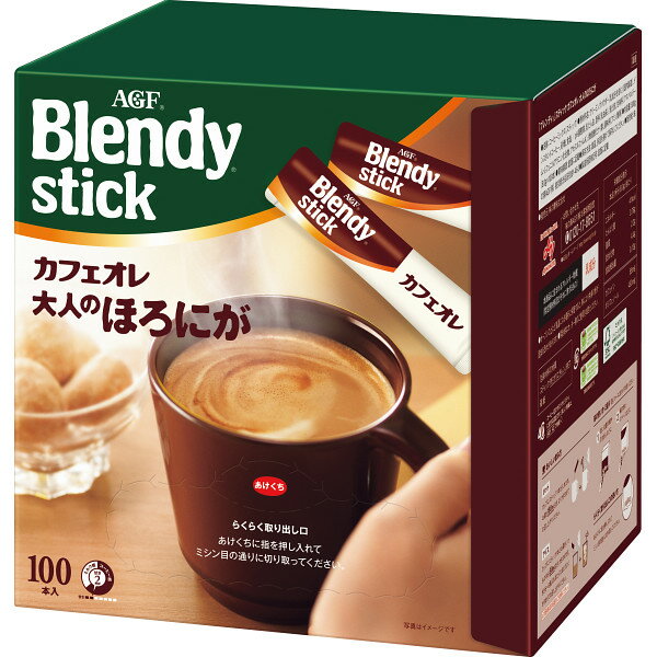 AGF ブレンディ　コーヒー AGF ブレンディスティックカフェオレ大人のほろにが100P インスタント コーヒー カフェオレ スティック スティックコーヒー 珈琲 本格的 美味しい おいしい 100杯分