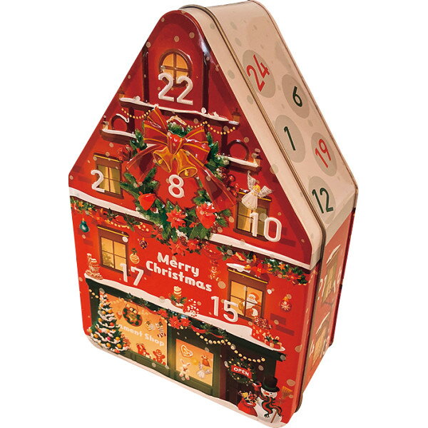 最大1000円クーポン配布中★クリスマス アドベントカレンダー ハウス缶カレンダ-(木製オーナメント付き) チョコレート チョコ キャンディー お菓子 スイーツ 洋菓子 詰め合わせ セット アドヴェント 雑貨 飾り 北欧 子供 かわいい プレゼント Xmas 冬ギフトのサムネイル