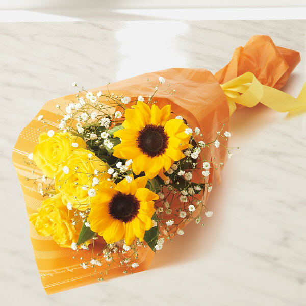 父の日 花束 ひまわり バラ かすみ草 送料無料 花 お花 フラワー かわいい おしゃれ 人気 ギフト プレゼント メッセージカード 24CP お父さん 義父 旦那さん 40代 50代 60代 70代