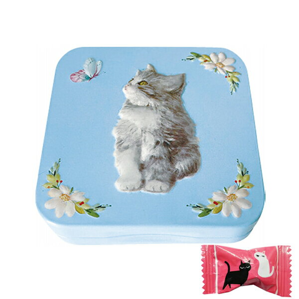 最大1000円クーポン配布中★プチギフト 猫 お菓子 子猫ミニ缶 ブルー ねこ 猫 缶 スイーツ 菓子折り 詰め合わせ セット 友達 会社 まとめ買い 内祝い お返し お礼 手土産 かわいい プチギフト プレゼント 卒業 退職 転勤 挨拶 引っ越し 300円 500円のサムネイル
