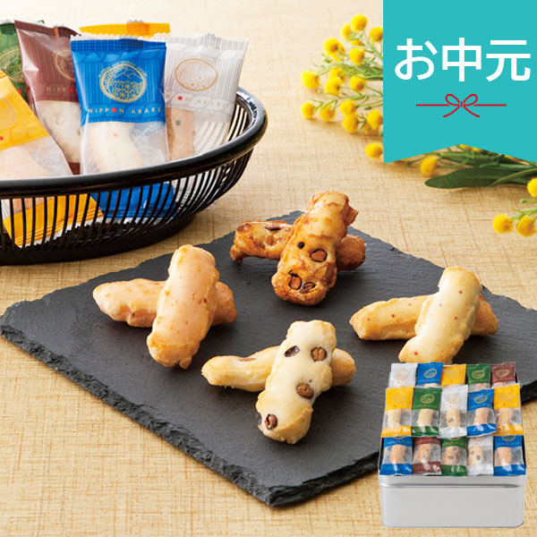 お中元 夏ギフト 2026 にっぽんあられ 缶入 NJ-30 おかき 米菓 和菓子 お菓子 おやつ 小分け 個包装 菓子折り スイーツ 御中元 中元 暑中見舞い 残暑見舞い 実家 両親 取引先 法人 友人 義実家 手土産 ギフト 贈り物 お祝い ご挨拶 お礼 お返し