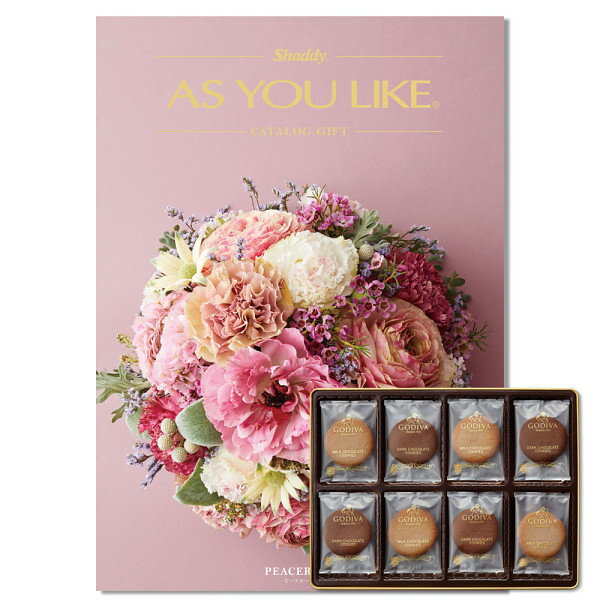 カタログギフト お菓子セット ゴディバ GODIVA クッキーアソートメント (32枚) &カタログギフト3800円コース(ピースローズ)セット 81269&22AYLCO 詰め合わせ セット 内祝い お返し 出産 結婚 ギフト プレゼント 送料無料 のしのサムネイル