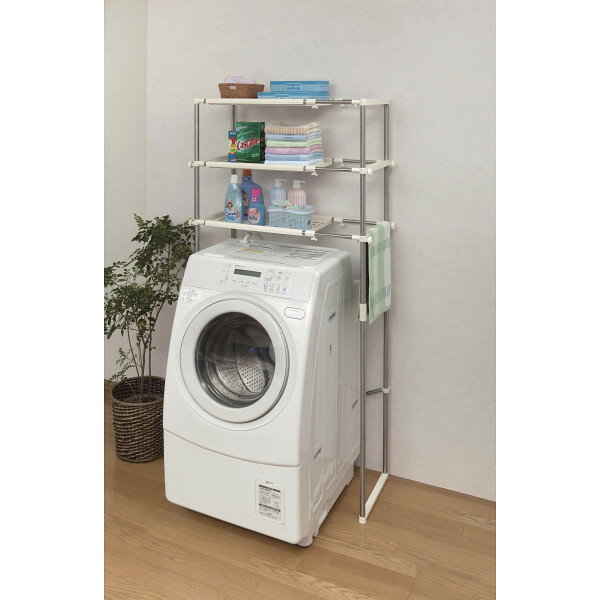 ステンレス洗濯機ラック3段式 SSR-30 台所 日用品 収納 家庭日用品 日用品雑貨 積水樹脂 洗濯機置き台 洗濯台 置き台 洗濯機ラック 排水パン 洗濯機パ...