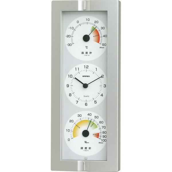 EMPEX エンペックス 生活管理温度・湿度・時計 シャインシルバー TQ-2440