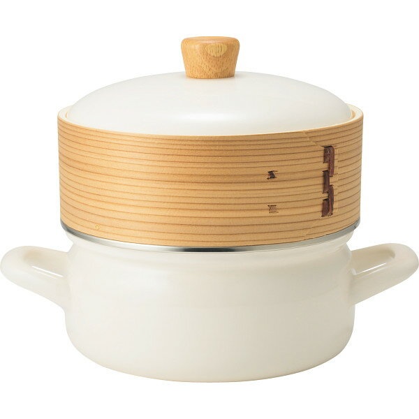 富士ホーロー せいろ付きホーロー鍋 ホワイト SER-18W.W 鍋 フライパン 鍋