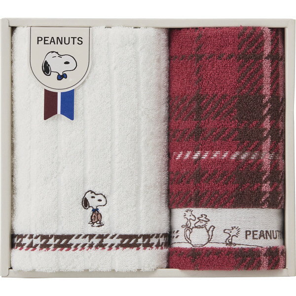 Towel - スヌーピーチェック フェイス・ウォッシュタオルセット TT84253051 お返し 内祝い 出産 結婚 挨拶 手土産 退職 祝い プレゼント 引越し 新築 御挨拶 粗品 快気祝い お見舞い返し 全快祝い 御礼 お礼 母の日 定年 異動 卒業 お祝い