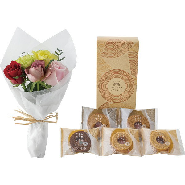 ホシファーム ローズブーケ5本＆ひかりがさねふんわりバーム詰合せ カラフル（ミックスカラー） FMIー0..