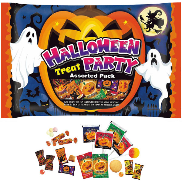 ハロウィン柄の色々なお菓子をアソートしました。お菓子の詰合せギフトや、配り菓子にもオススメです！●ロリーポップ×4、キャンディ×16、ラムネ×2、クッキー×2、キャラメル×2（計26個）●箱サイズ:28×18×3.5cm●箱重量:113g●温度帯区分:常温●賞味期限は130日以上の商品をお届けします●アレルゲン:卵、乳成分、小麦、大豆、りんご(ギフトの目的別)・お祝い:結婚 出産 誕生日 入学 卒業 新築 開店 昇進 還暦など・お返し:内祝い 結婚 出産 香典 快気など お礼 ご挨拶・弔事:香典返し 法要 お供え 満中陰志など・季節:お中元 お歳暮 バレンタイン ホワイトデー 母の日 父の日 敬老の日 クリスマスなど(ギフトのシーン別)・慶事:結婚式 披露宴 二次会 入園式 卒業式 入進学 卒園など・弔事:通夜 告別式 法事 年忌法要 1周忌 三回忌 七回忌など・その他:手土産 贈り物 プレゼント 粗品など(ギフトの相手別)・家族:両親 兄弟姉妹 配偶者 子供など・友人:友人 知人 同僚 上司 先輩 後輩など・親戚:親戚 ご近所など・法人:企業 団体など(ギフトの種類別)・食品:菓子 飲料 調味料など・日用品:タオル 食器 洗剤など・雑貨:インテリア雑貨 ファッション小物など・ギフトセット:詰め合わせ カタログギフトなど(その他)・贈答品:贈り物 プレゼント 手土産など・記念品:結婚記念 卒業記念など・賞品:コンペ イベントなど