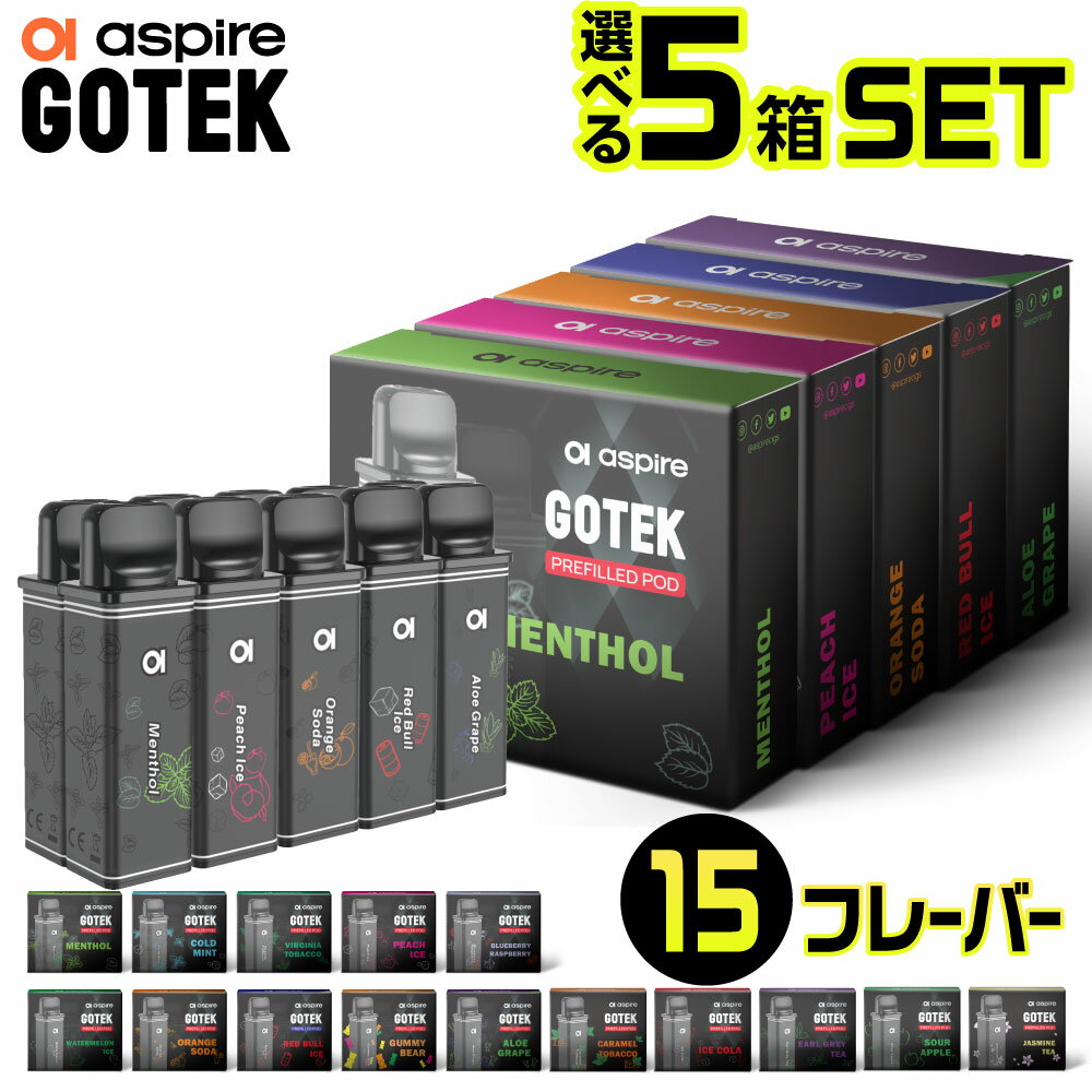 yVt[o[ozAspire GOTEK J[gbW 10{ Zbg 15000 z dq^oR VAPE xCv Lbh ^ V[V POD GOTEK X S[ebNX GbNX GOTEK PRO S[ebN v AXpCA S[ebN J[gbW  RC 0.8 5ml RpNg MTL