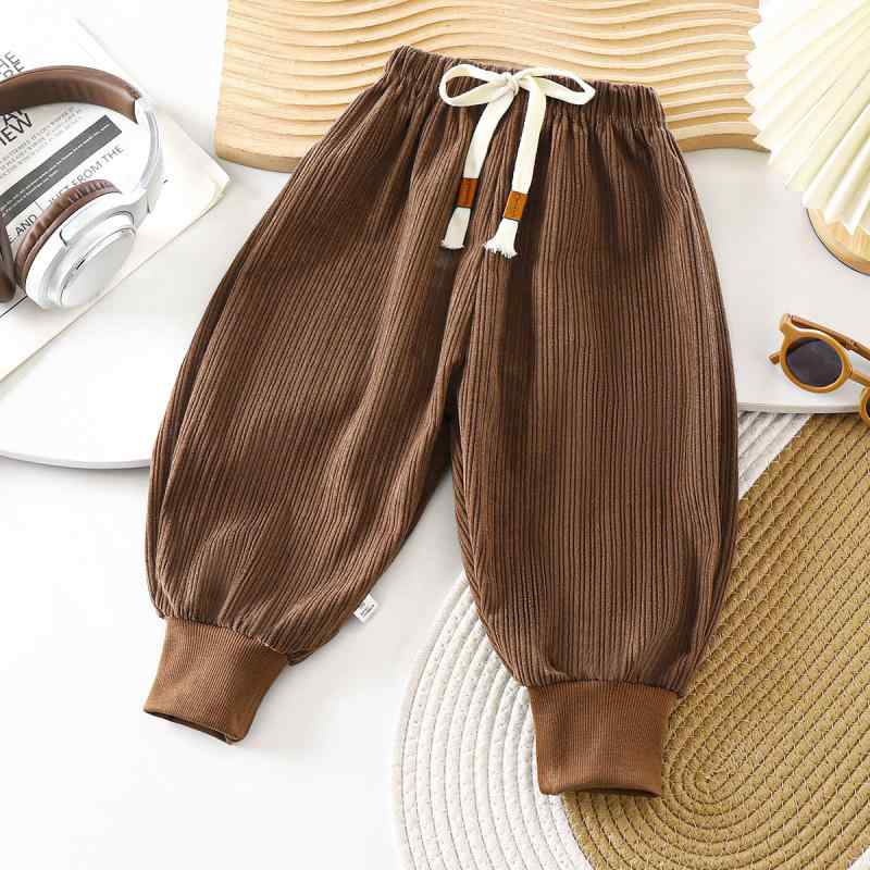 子供用パンツ ランタンパンツ コーデュロイパンツ ズボン 長ズボン 男の子 女の子 ボーイズ ガールズ キッズ 80cm 90cm 100cm 110cm 120cm 130cm 140cm カーキ色 コーヒー色 深灰色 無地 秋