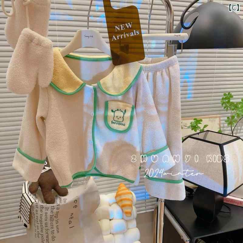 子供用ルームウェア 上下セット 男女兼用 パジャマ 厚手 フリース 暖かい 韓国風 ...