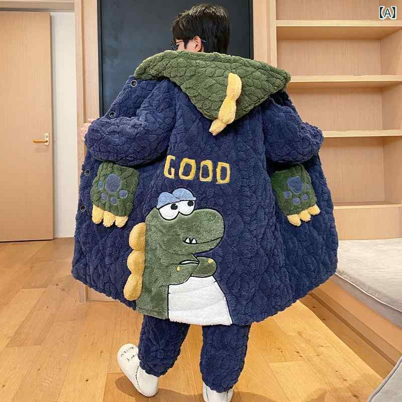 子供用パジャマ 秋冬 加厚 男の子 珊瑚フリース 三層構造 キルト フランネル 子供 ...