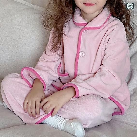 子供用ルームウェア 女の子 上下セット 冬 暖か フリース 長袖 長ズボン ピンク系 ...