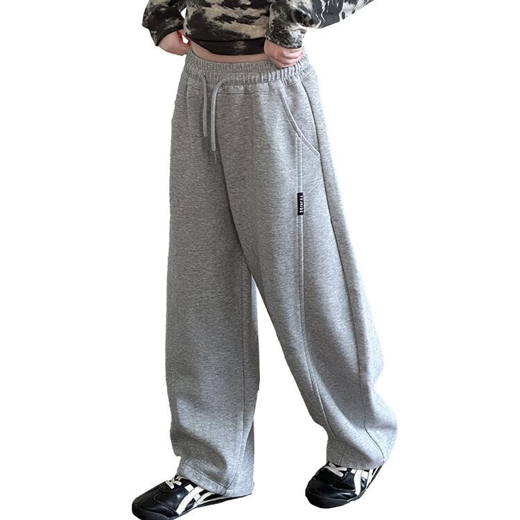 子供用パンツ ガールズ スポーツパンツ ロングパンツ 8歳以上 春秋 中大童 女児 カジュアルパンツ 灰色 黒色 綿 120cm 130cm 140cm 150cm 160cm 170cm