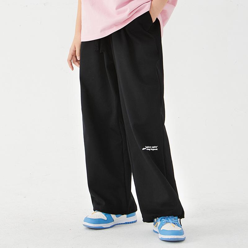 キッズ スウェットパンツ 子供服 男の子 女の子 ワイドレッグパンツ ロングパンツ 春秋 スポーツ 普段使い コットン混紡 無地 アルファベット ブラック グレー グリーン パープル ブラウン