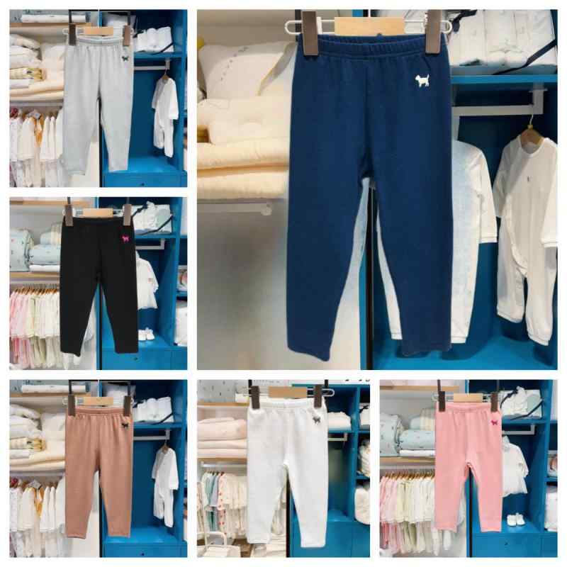 Rakuten - キッズ 女児 ガールズ 子供服 コットン 綿 レギンス スパッツ ロングパンツ ズボン ボトムス 90cm 100cm 110cm 120cm 130cm ブラック ピンク ブラウン ホワイト グレー ネイビー 無地 普段着 部屋着