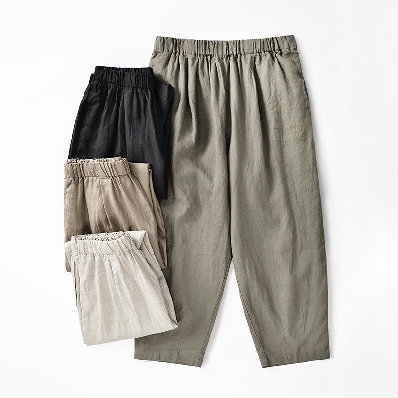 パンツ レディース リネン 麻 ワイドパンツ サルエルパンツ 文芸風 ゆったり 9分丈 高見え ズボン ボトムス 春夏 普段使い