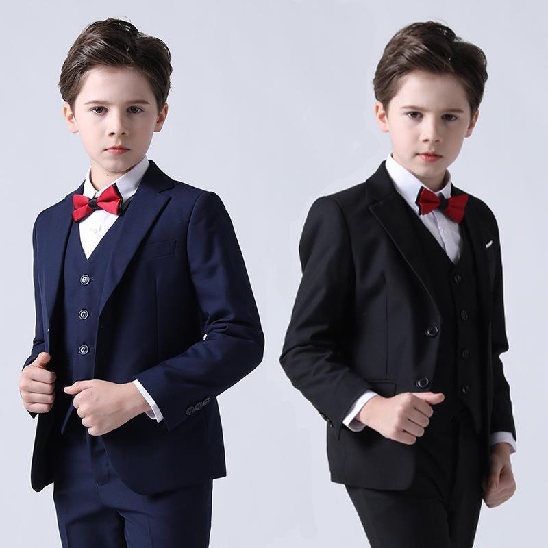 Overalls - 子供用スーツ 男の子 フォーマル ウェア セットアップ 礼服 ピアノ 発表会 結婚式 春秋 長袖 ジャケット パンツ ベスト 蝶ネクタイ付き 90cm 100cm 110cm 120cm 130cm 140cm 150cm 160cm 170cm