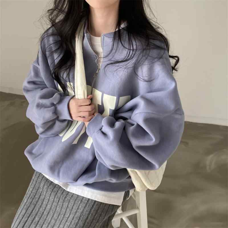 パーカー レディース 長袖 プルオーバー ゆったり スウェット トレーナー トップス ラウンドネック 綿 春秋 薄手 裏起毛 大きいサイズ ロイヤルブルー イエロー ライトグレー