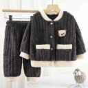子供用パジャマ 男女兼用 サンゴフリース 厚手 秋冬 子供服 キッズ ベビー 暖か 黒 グレー 緑 ピンク 水色 ホームウェア ルームウェア セットアップ