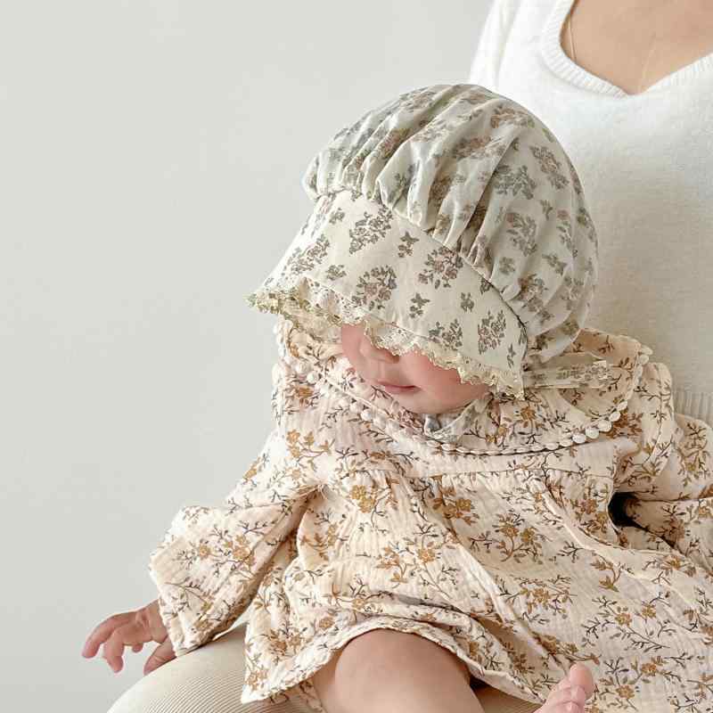 Hats - ベビー 帽子 女の子 男の子 フィッシャーマン 帽子 フラワー柄 麦わら 風 かわいい キャップ 綿 素材 春夏 秋冬 防晒 帽子 透気性 帽子 風防 帽子 首元 保護 帽子 40-48cm 1-2歳 6-12ヶ月 0-6ヶ月 植物 花柄 プリント 加工