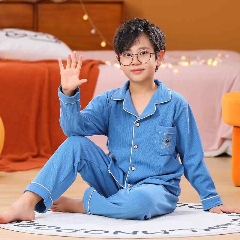 子供用パジャマ 上下セット 徳绒 翻襟 長袖 長ズボン 男の子 女の子 秋冬 ルームウェア 厚手 保温 伸縮性 無地 かわいい 普段使い