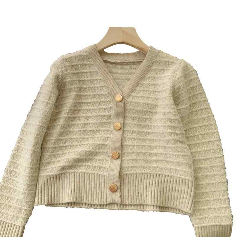 ニットカーディガン レディース Vネック ゆったり 長袖 ショート丈 レトロ テクスチャード 黒 杏色 ピンク系 秋冬 あったか 普段使い ..